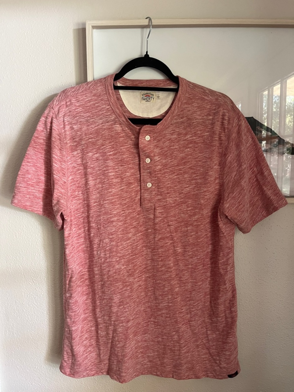 Faherty Heathered Pink Short-Sleeve Henley